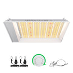 Mars Hydro TS-600 LED grow light in silver with dimming dial and visible LED panel lights
