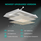 Mars Hydro TS-600 LED plant grow light in white with aluminum heat sink plate, fanless passive cooling system