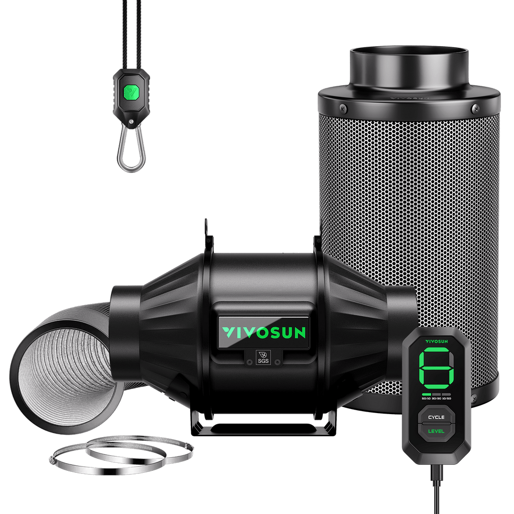 Vivosun Abluftset T4 100mm - 357 m³/h + Controller - Eacygrow