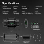 Vivosun Abluftset T6 150mm – 693 m³/h + Controller - Eacygrow