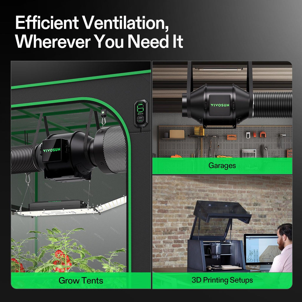 Vivosun G4 100mm Abluftset  - 331 m³/h + Controller - Eacygrow