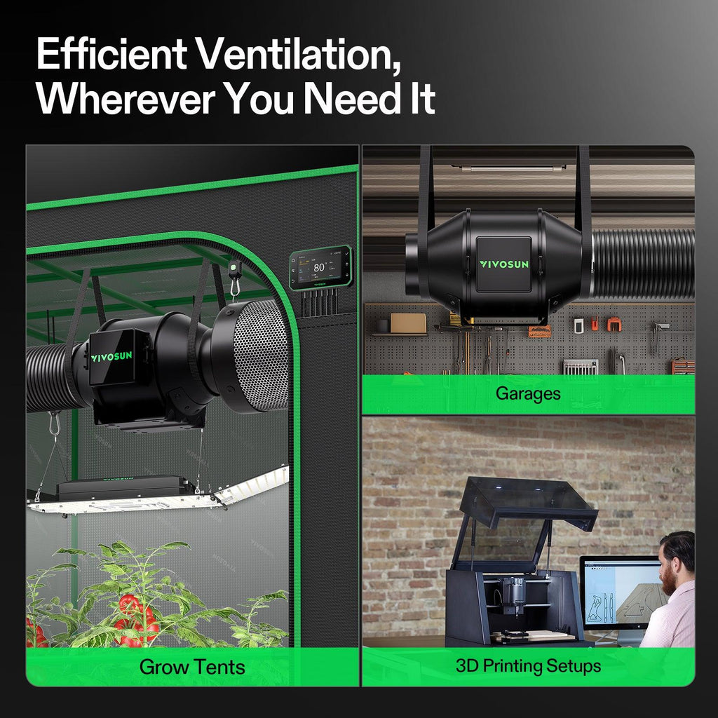 Vivosun G4 Pro 100mm Smart Abluftset  - 331 m³/h + GrowHub - Eacygrow