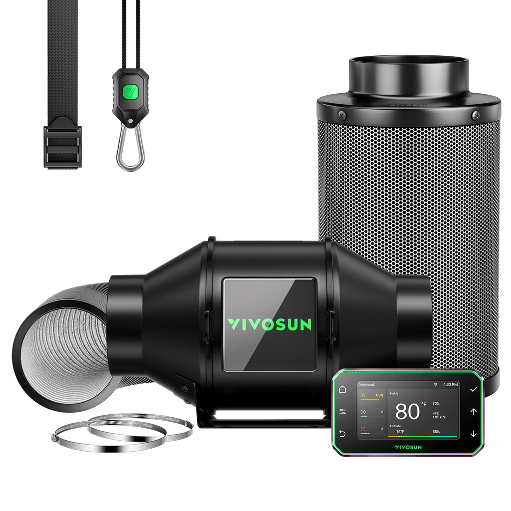 Vivosun G4 Pro 100mm Smart Abluftset  - 331 m³/h + GrowHub - Eacygrow