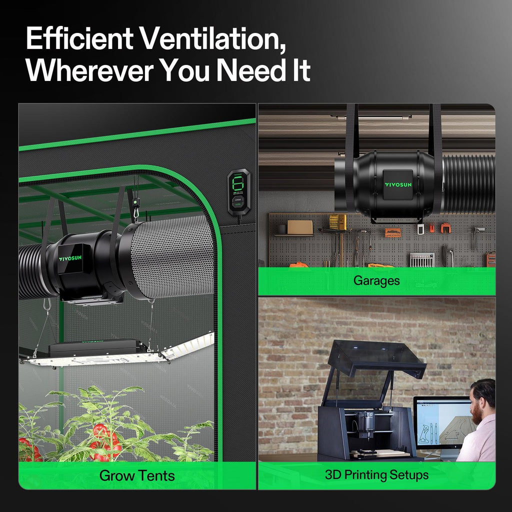 Vivosun G6 150mm Abluftset - 659 m³/h + Controller - Eacygrow