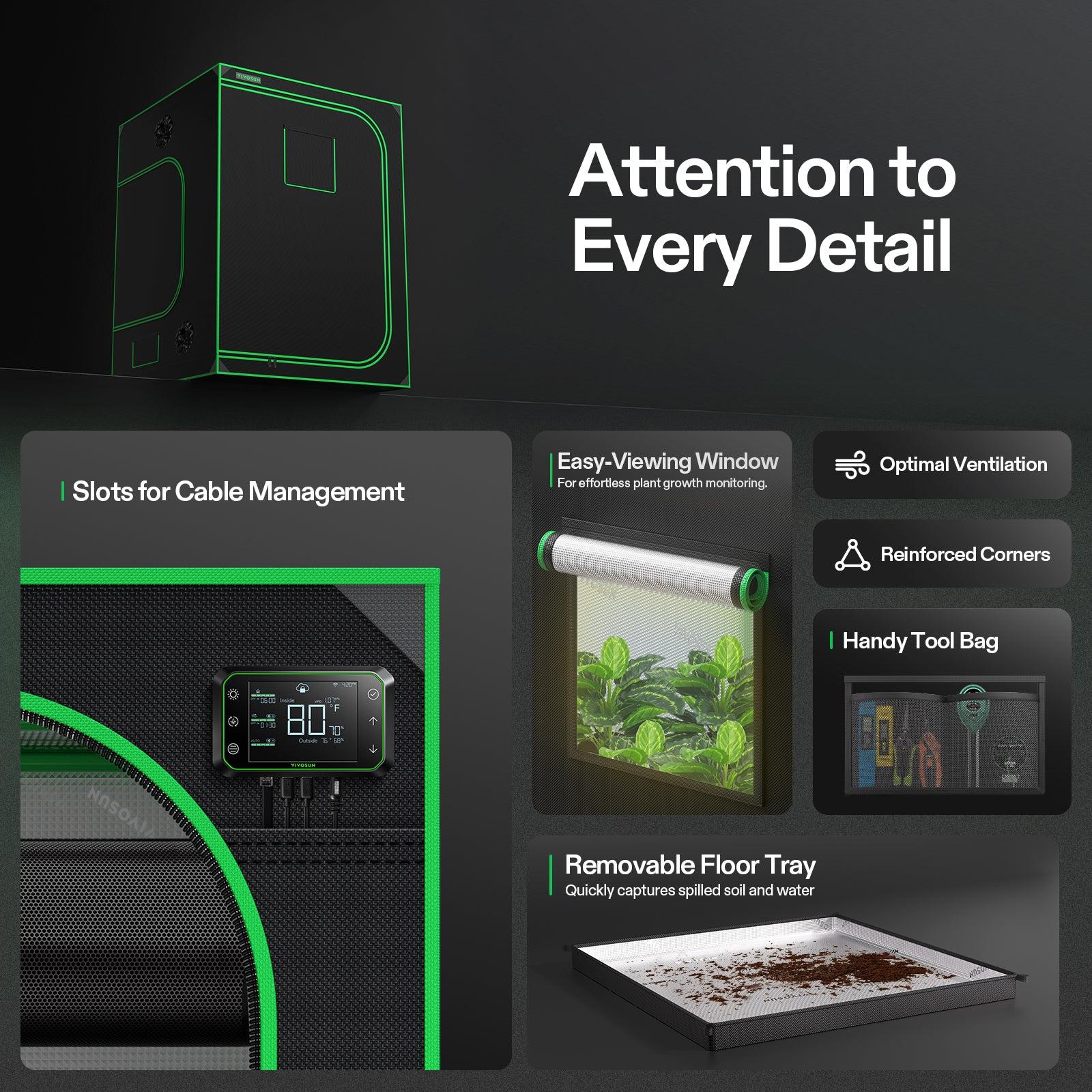Vivosun Growbox 150x150x200cm | 600D Oxford - Eacygrow