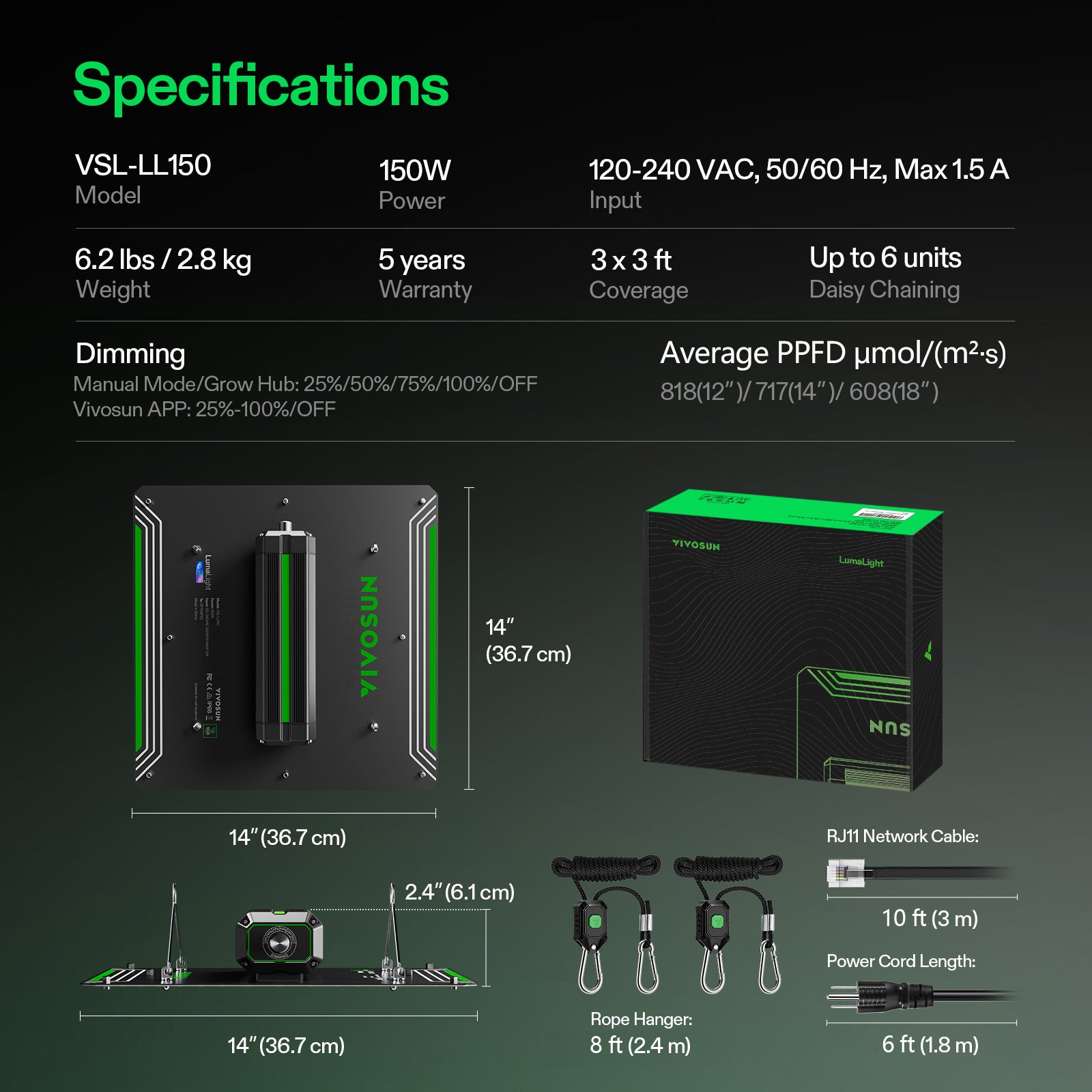 Vivosun LumaLight LED - 150W - Eacygrow