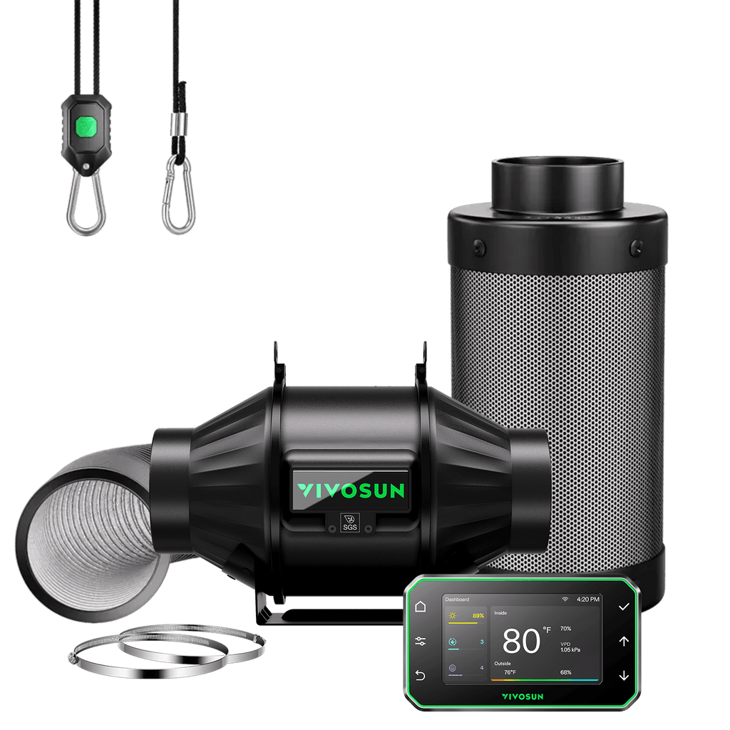 Vivosun Smart Abluftset T4 Pro 100mm - 357 m³/h + GrowHub - Eacygrow