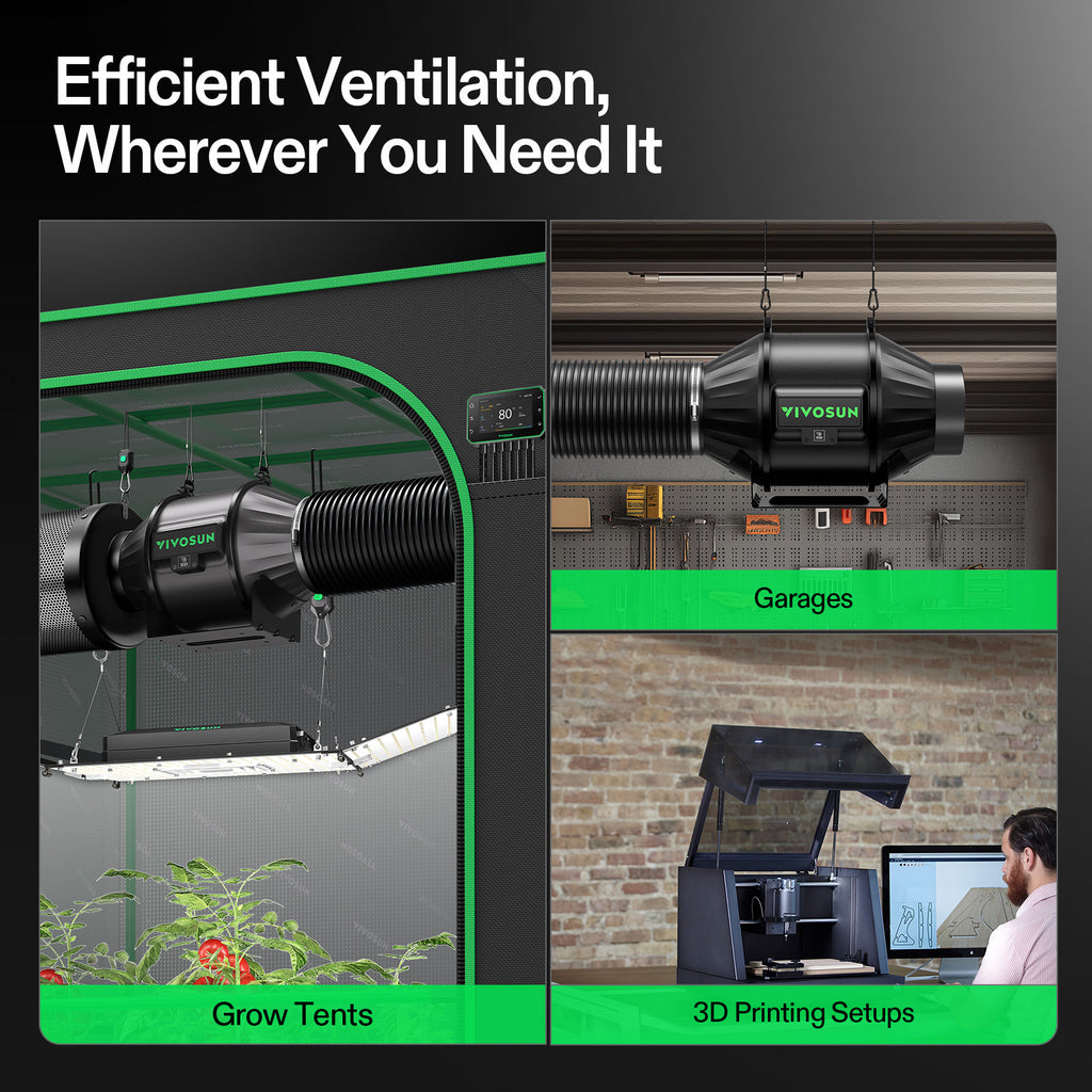 Vivosun Smart Abluftset T4 Pro 100mm - 357 m³/h + GrowHub - Eacygrow