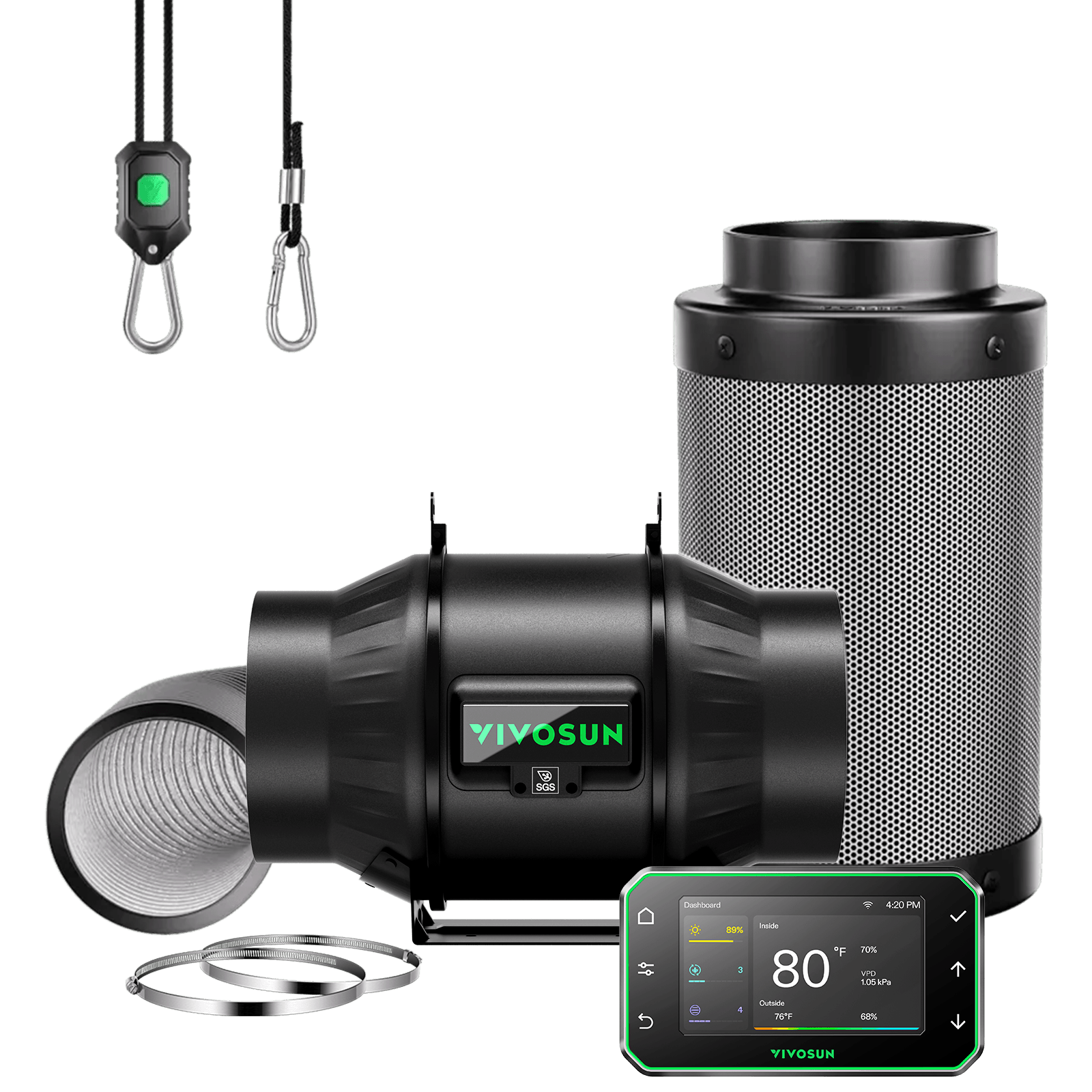 Vivosun Smart Abluftset T6 Pro 150mm – 693 m³/h + GrowHub - Eacygrow