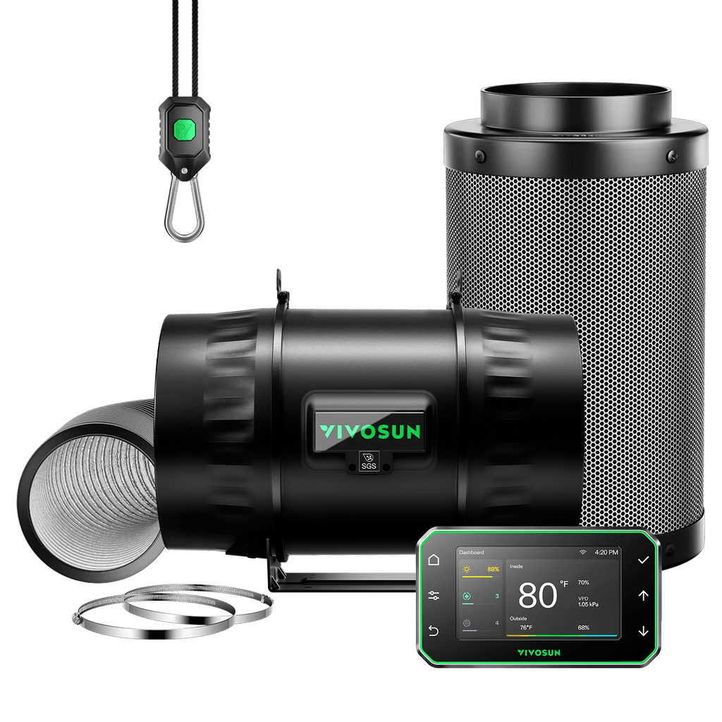 Vivosun Smart Abluftset T8 Pro 200mm – 1413 m³/h + GrowHub - Eacygrow