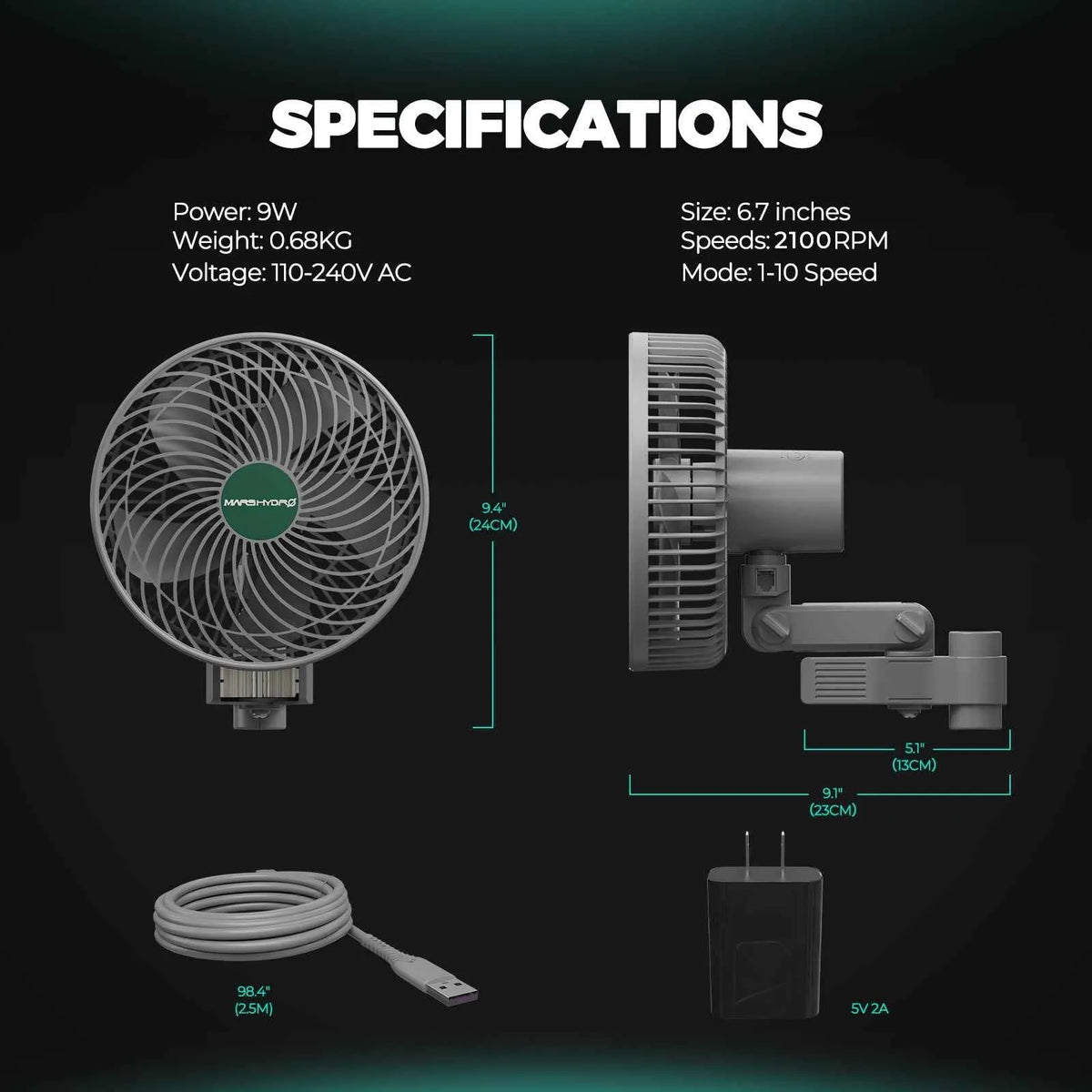 Mars Hydro Clipventilator | Oszillierend - 2er Pack