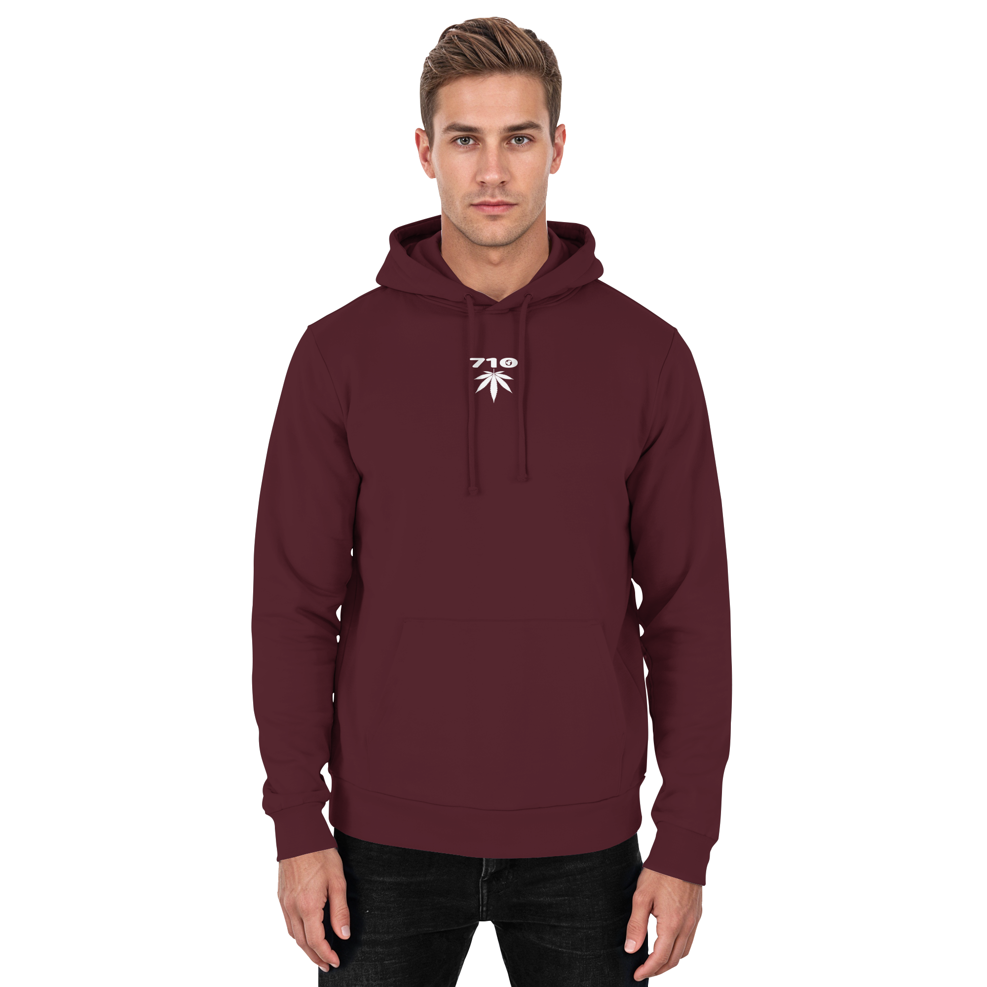 Der „710 Leaf CLR“ Unisex Hoodie von Truemental – Ein minimalistisches Design-Statement für die 710-Kultur in hochwertiger Baumwollmischung (280 g/m²), das Understatement mit kultureller Identität und Freiheit verbindet.