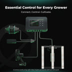 Mars Hydro iControl controller with connected pump, sensor, fan, and LED grow lights on a black background