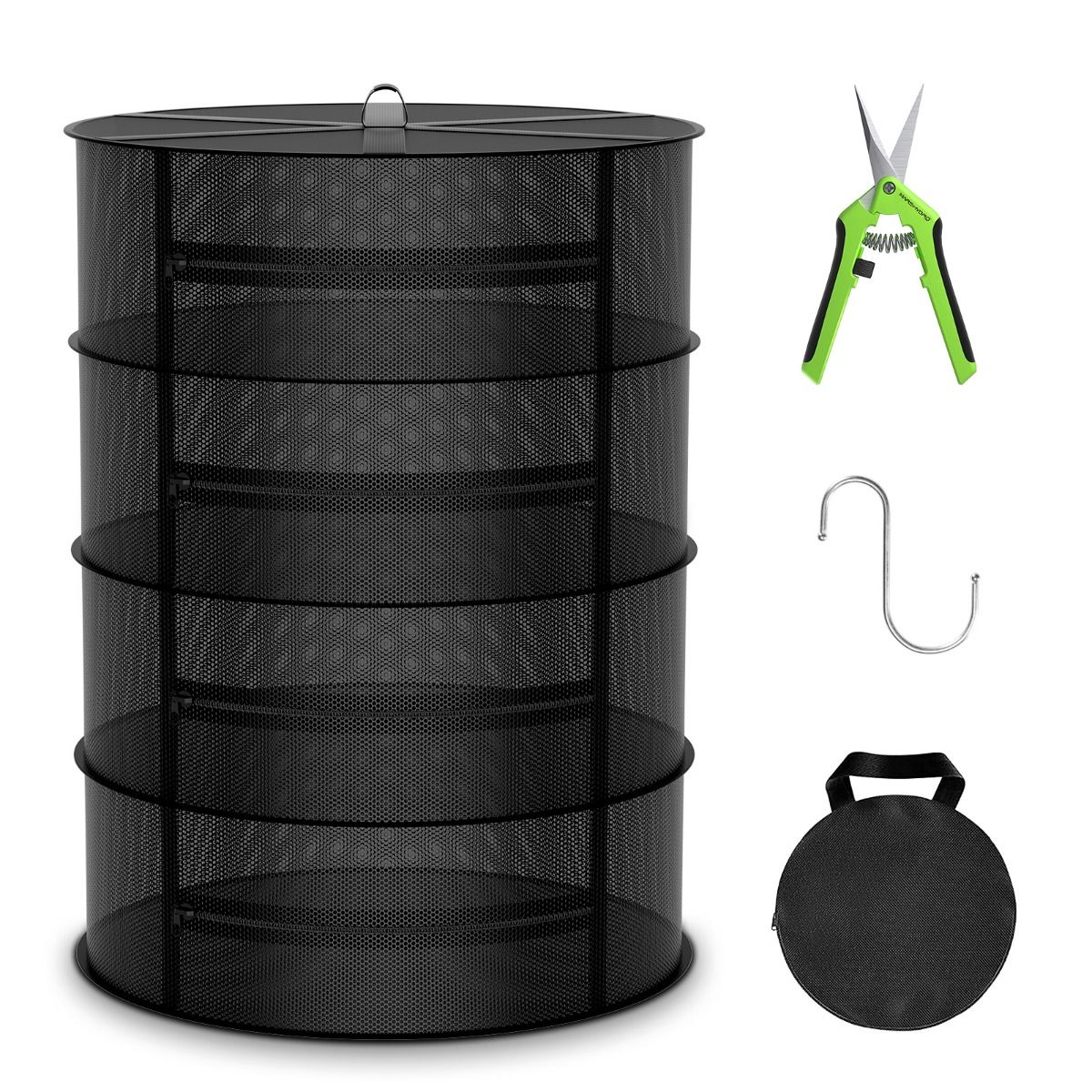 Mars Hydro 4-Etagen Trockennetz für die professionelle Kräutertrocknung im Grow-Zelt.