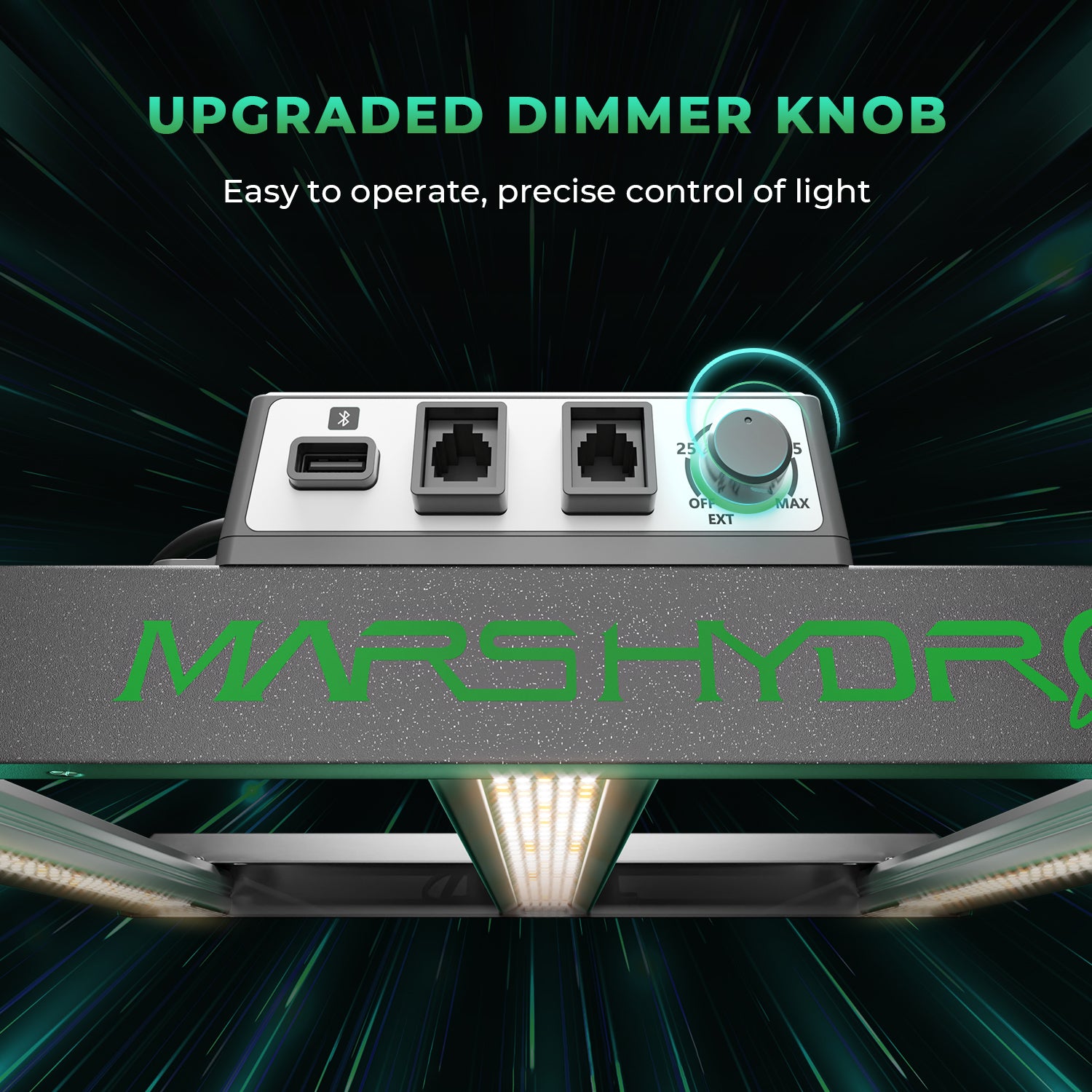 Nahaufnahme der Dimm-Einheit an der Mars Hydro FC-E8000 800W LED