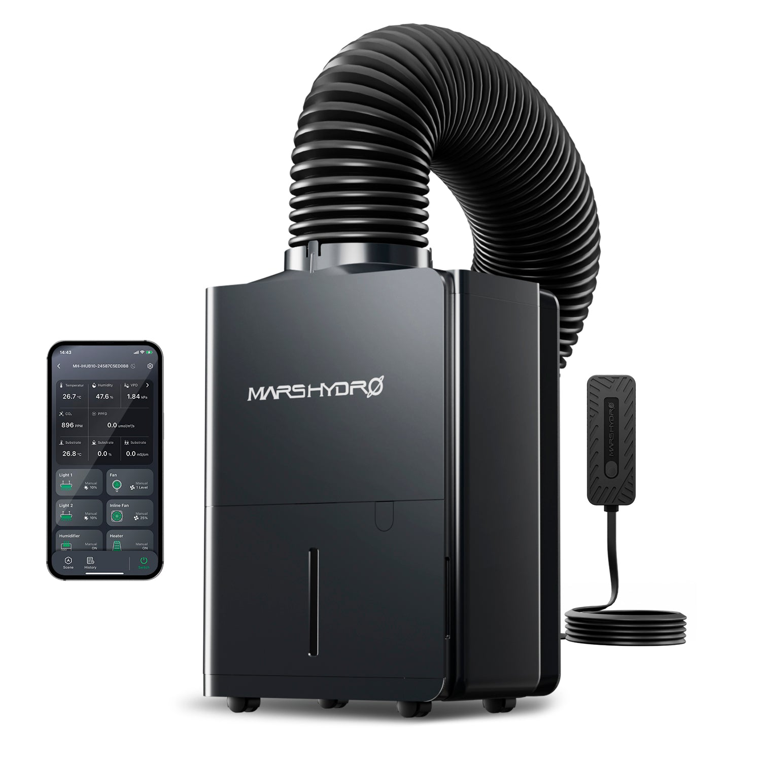 Mars Hydro Luftentfeuchter 12L/Tag für Growzelte – Professionelle Klimakontrolle für Flächen bis 150x150 cm zur Vermeidung von Schimmel und Blütenfäule.