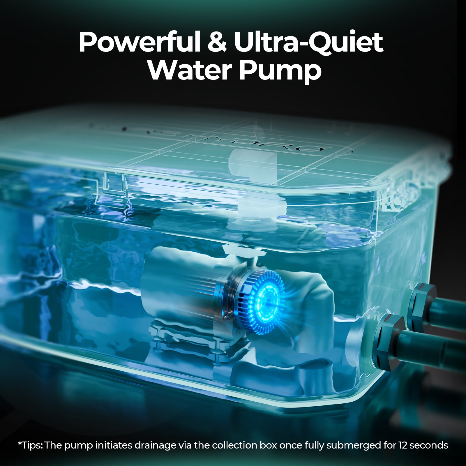 Mars Hydro Wasserpumpe zur effizienten Entsorgung von Drainageflüssigkeit aus den Trays.