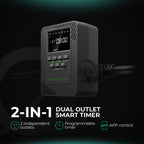 Mars Hydro iTime Dual-Steckdose: Unabhängige Steuerung von zwei Geräten wie Grow-Lampe und Ventilator. Maximale Flexibilität für komplexe Indoor-Grow-Setups durch synchronisierte oder getrennte Zeitplanung.