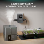 Manueller Kontrollschalter am Mars Hydro iTime Smart Timer – Ermöglicht den schnellen Eingriff direkt am Gerät neben der smarten App-Fernbedienung für volle Kontrolle im Growraum.