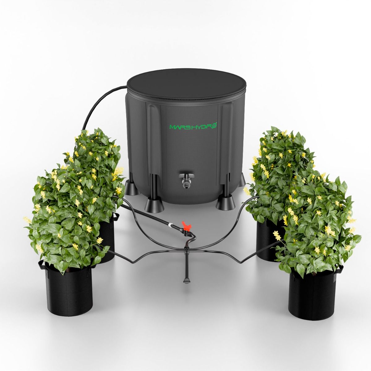 Mars Hydro Tropfbewässerungssystem mit 50L faltbarem Wassertank – Komplettset für die automatische Bewässerung von bis zu 8 Pflanzen im Indoor-Grow.