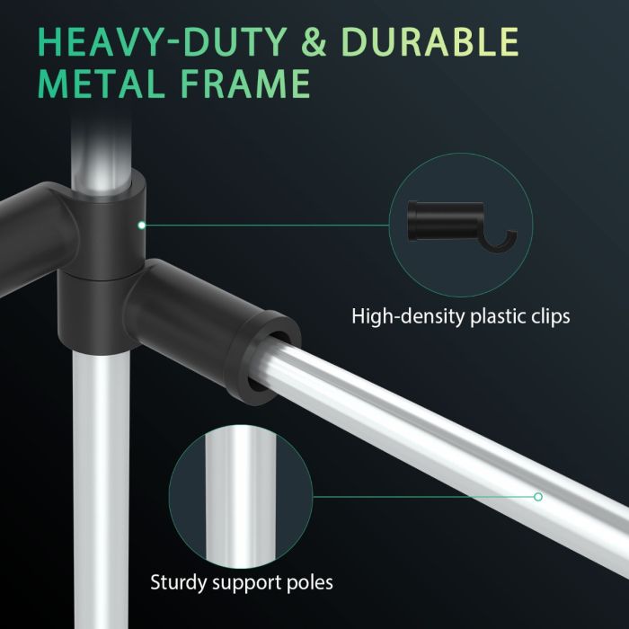 Detailaufnahme der acht Metallstangen und acht Haken des High CFM Kits.