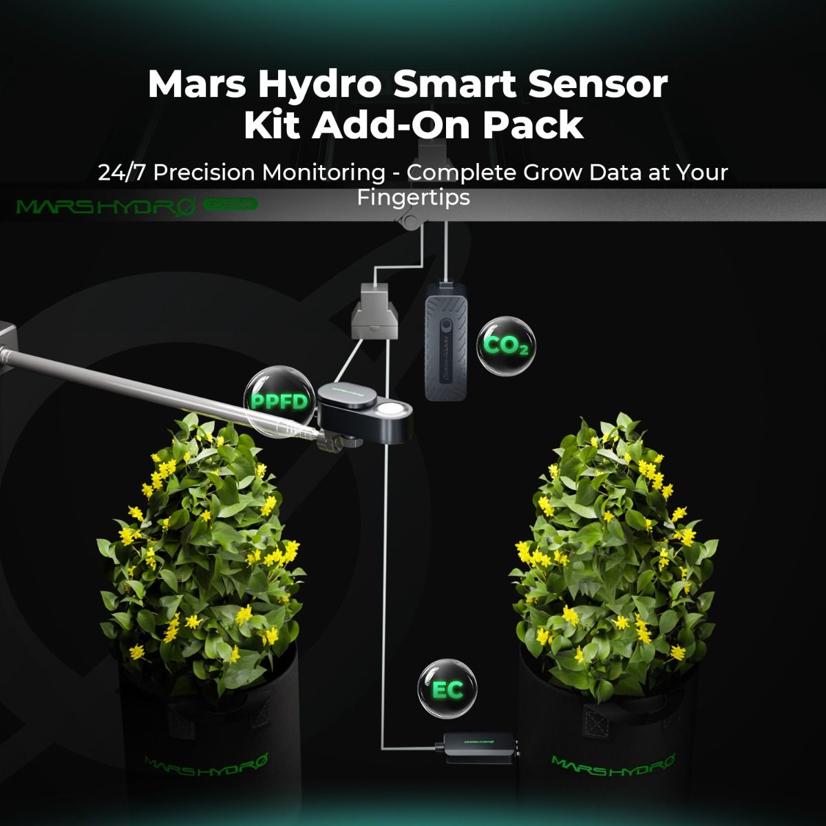 RJ12-Verbindungskabel und T-Splitter für das Mars Hydro Sensorkit – Einfache Einbindung in das iControl-System oder den iHub Pro für ein vollautomatisiertes Smart-Grow-Setup.