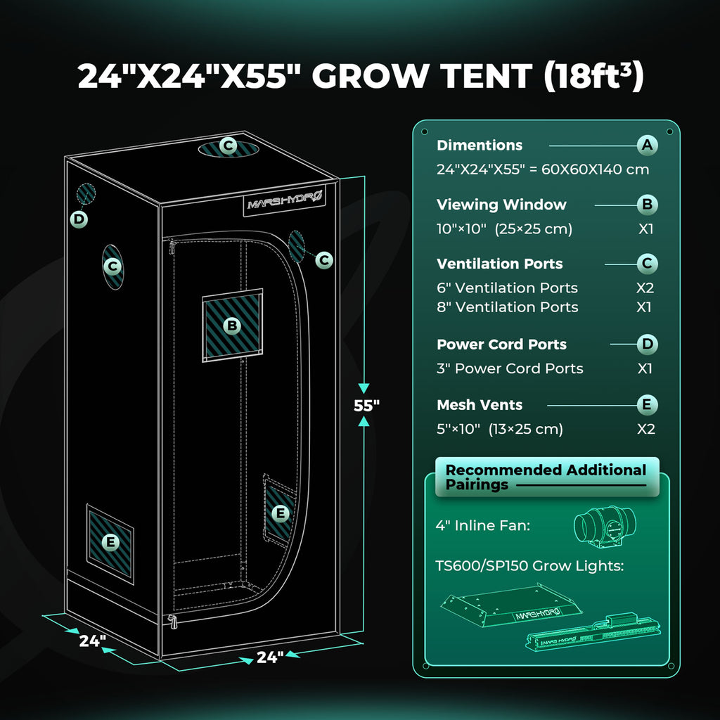 Lichtdichtes 1680D Oxford Growzelt (60x60x140cm) für Indoor Growing.