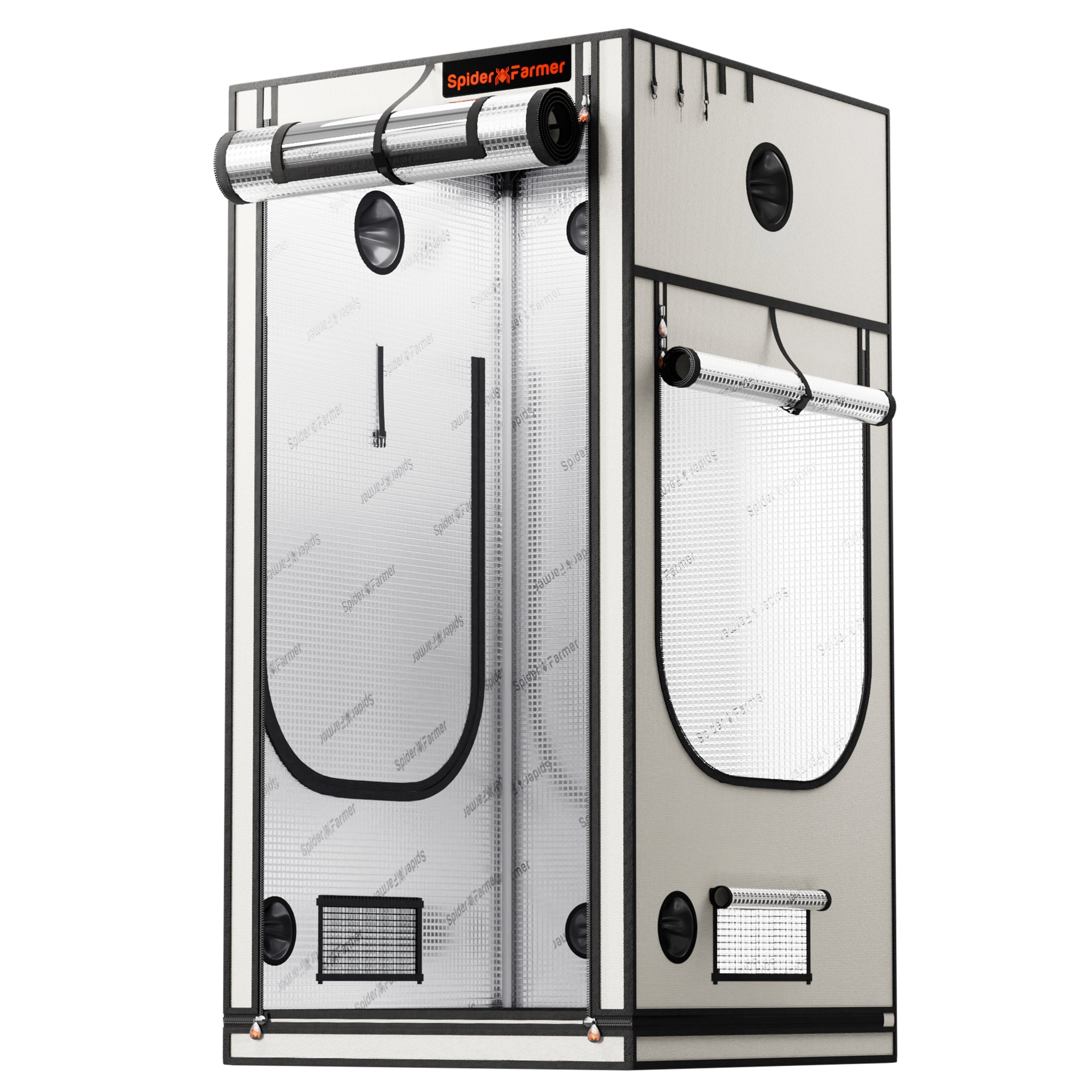 Produkt-Hauptansicht: Weißes Spider Farmer Pro 90x90x180cm Growzelt aus lichtdichtem 2000D Oxford-Gewebe.