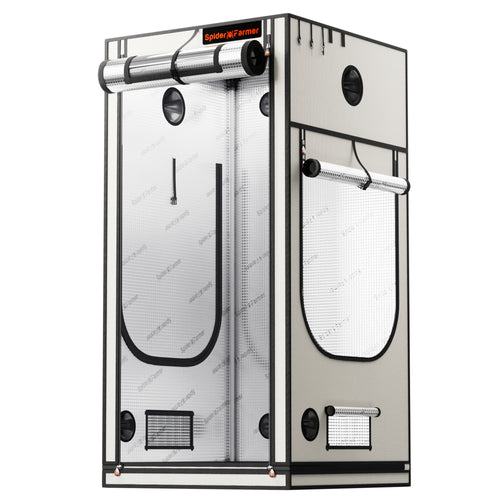 Produkt-Hauptansicht: Weißes Spider Farmer Pro 90x90x180cm Growzelt aus lichtdichtem 2000D Oxford-Gewebe.