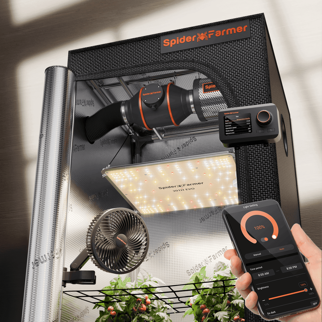 Spider Farmer SF1000 Smart Growbox Komplettset 70x70x160cm mit App-Steuerung.