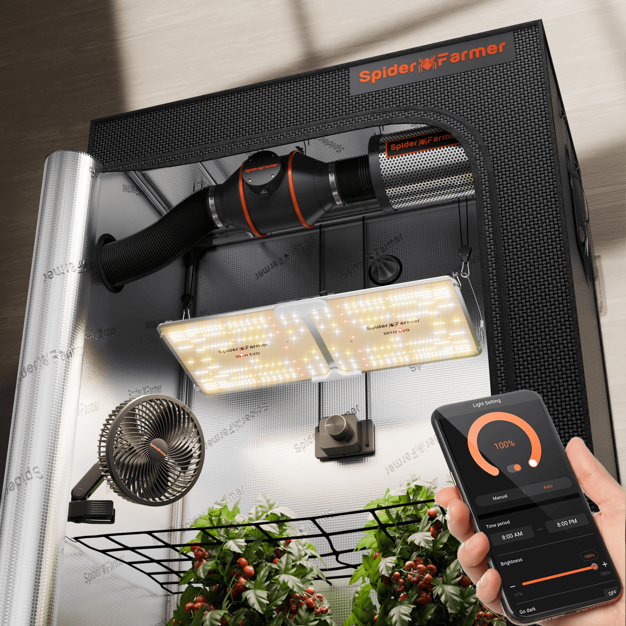 Spider Farmer SF2000-EVO Complete Set | 120x60x180cm Grow Tent