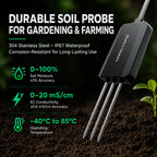 Mars Hydro smart soil sensors set, black 3-in-1 probes for measuring soil moisture, temperature and EC value