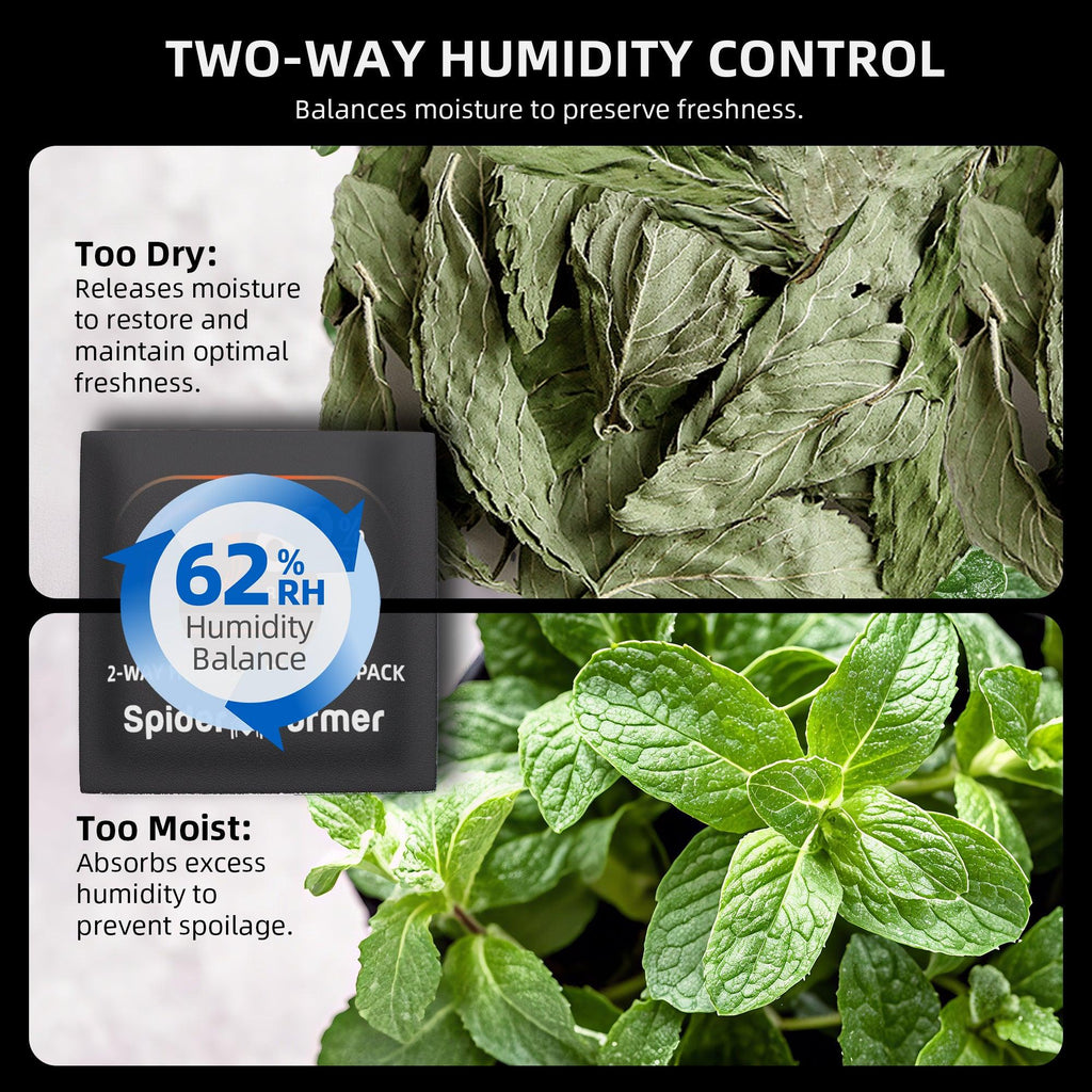 Spider Farmer 2L Auto-Cure Smart Jar featuring two-way humidity control — designed to balance moisture for optimal freshness.