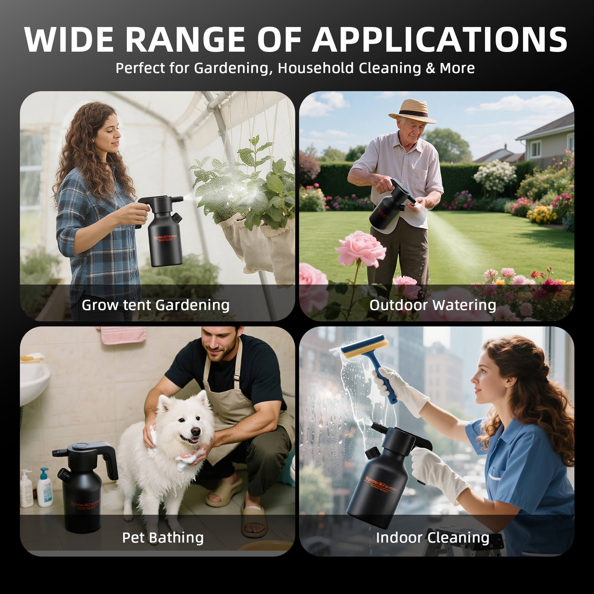 Anwendung im Growroom: Feiner Sprühnebel benetzt junge Pflanzenblätter.