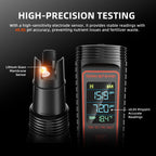 Spider Farmer 5-in-1 pH- & EC meter with a high-sensitivity electrode sensor — features a clear digital display for accurate readings.